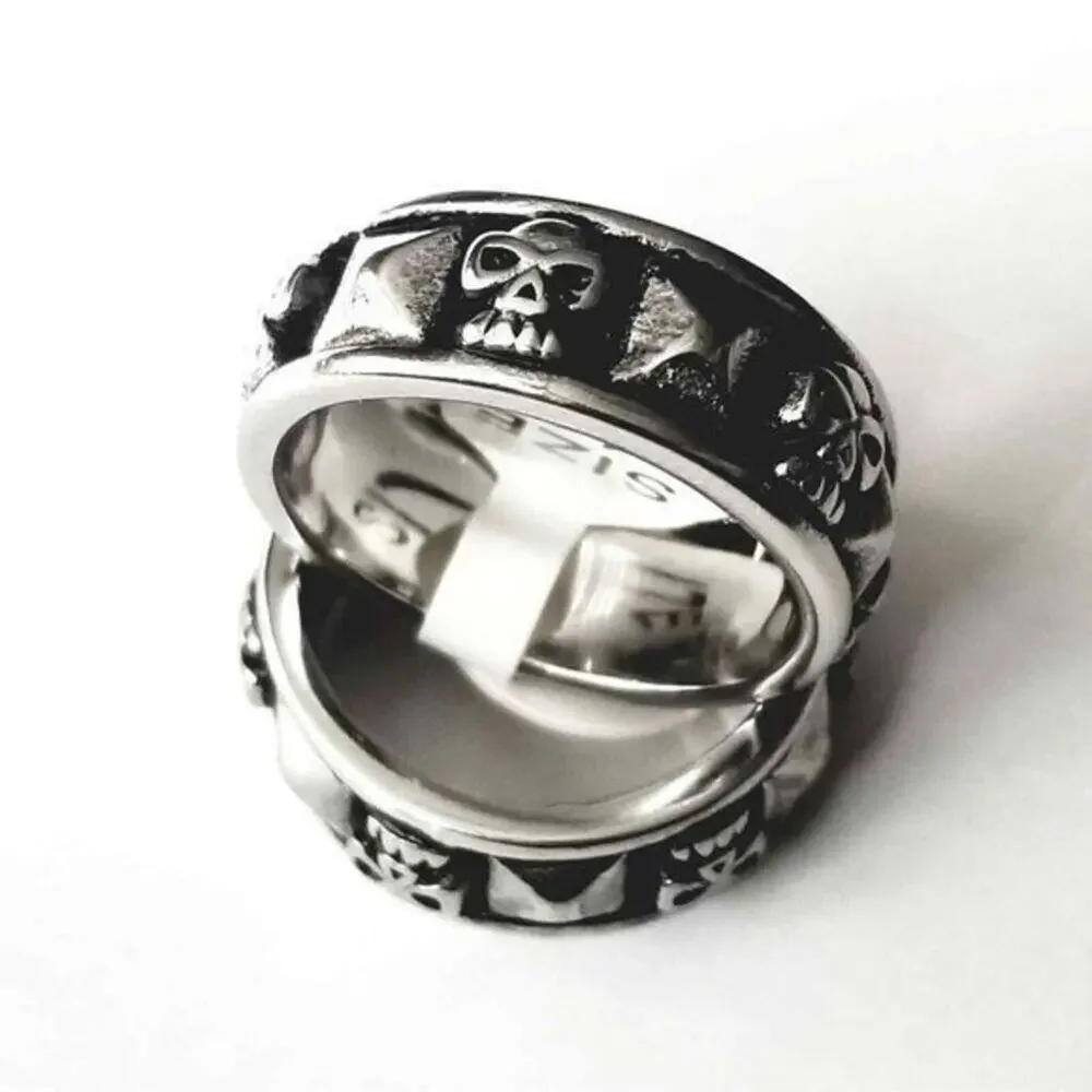 New‎ 316L stainless steel pyramid skull ring size 14